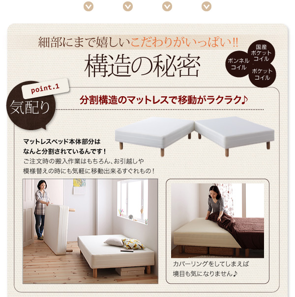 新・国産ポケットコイルマットレスベッド マットレスベッド ややかため